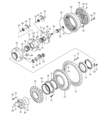 벨 부품 발굴기 여행 모터 Assy EX1200-6 히타치 9270013 9301479 최종 드라이브 Assy